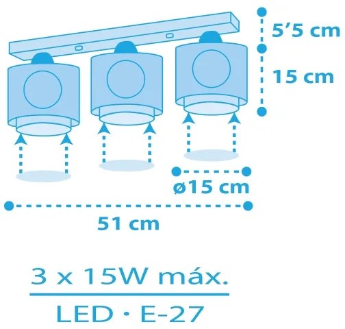 Dalber 60653 - Plafoniera per bambini PIRATA ISLAND 3xE27/15W/230V