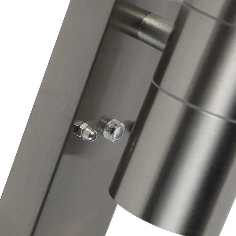 Lampada da parete per esterni in acciaio 2 luci IP44 con sensore crepuscolare - Duo