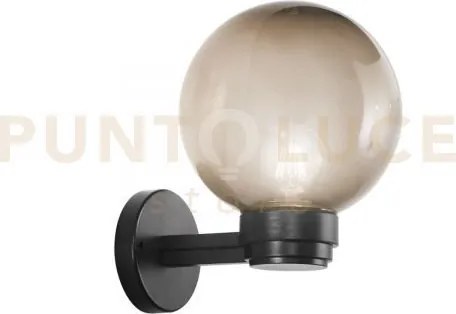 Applique polly sfera grigia montatura nera 1 luce attacco e27 ip44 ...