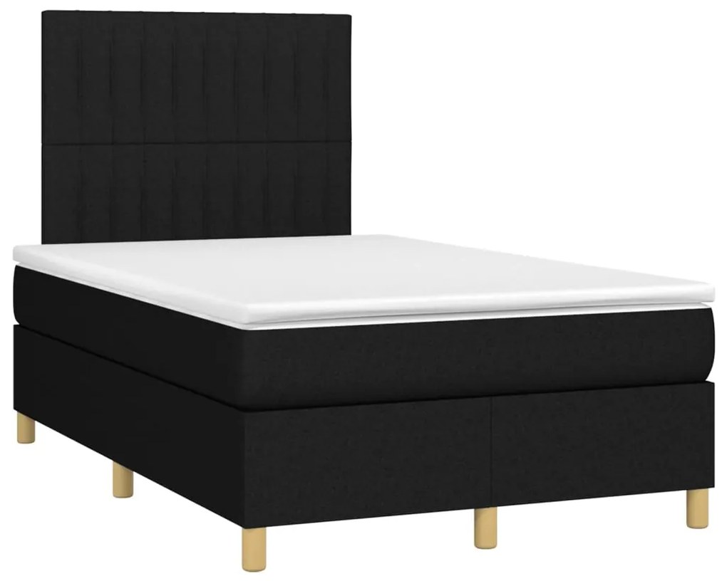 Letto a molle con materasso e led nero 120x190 cm in tessuto