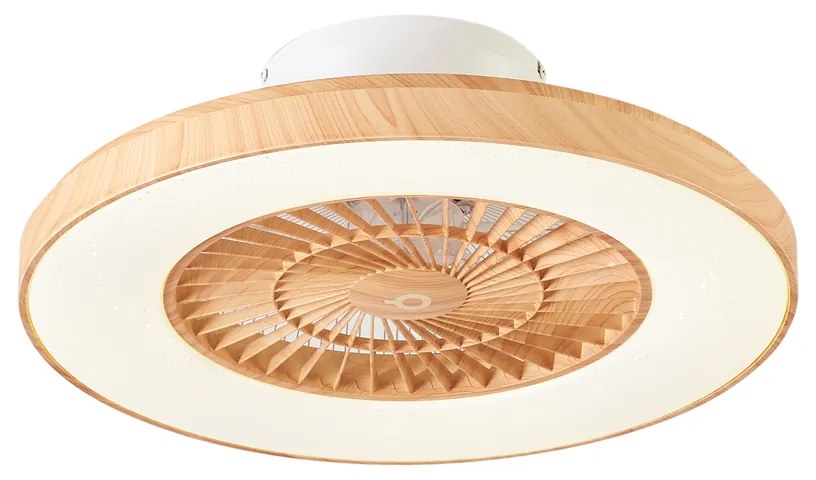 Ventilatore da soffitto con stampa legno effetto stella 60cm incl. LED dimmerabile con telecomando - Climo