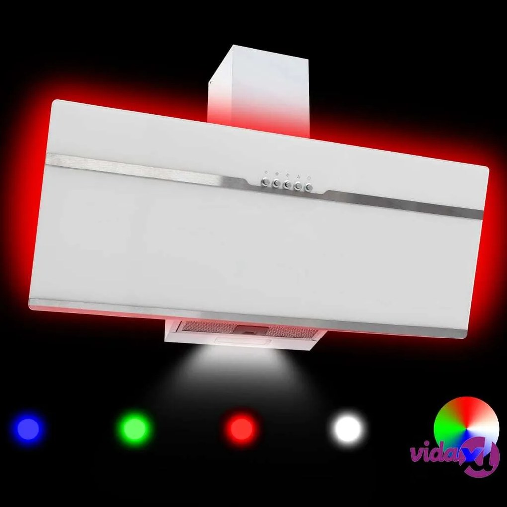 vidaXL Cappa RGB con LED 90 cm in Acciaio Inox e Vetro Temperato