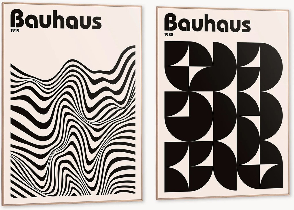 Set di 2 stampe digitali incorniciate Bauhaus Shapes