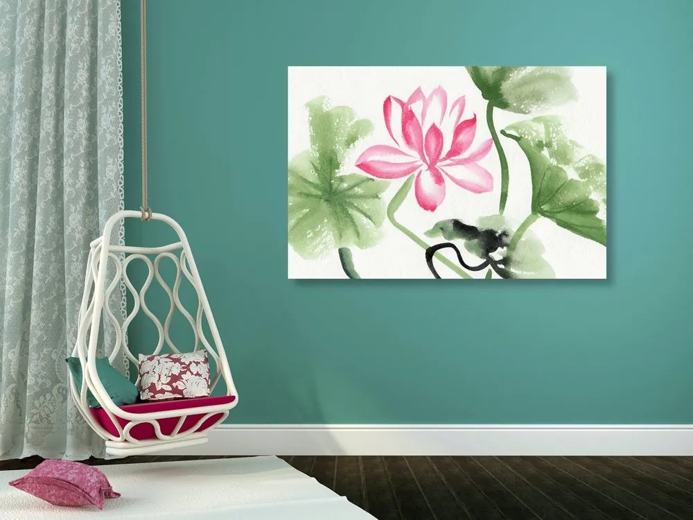 Quadro su tela – Fiore di loto acquerellato