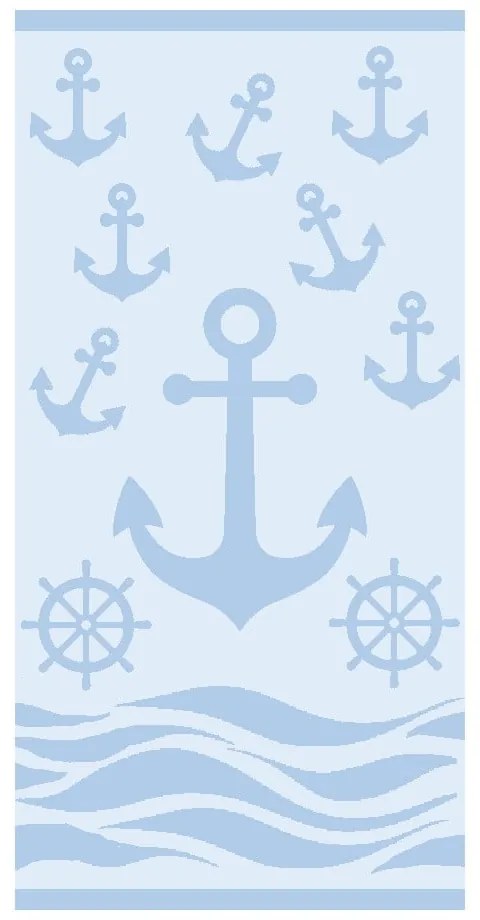 Telo mare tipo terry azzurro in cotone 70x140 cm Anchor – B.E.S.