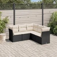 Set Divani da Giardino 5 pz con Cuscini in Polyrattan Nero 3217616