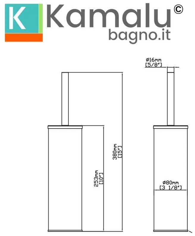 Kamalu - portascopino wc design cilindrico in acciaio inox finitura pvd gun metal | kam730gm