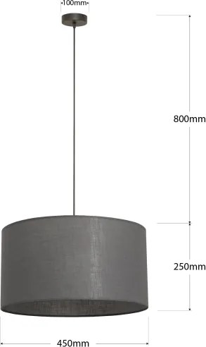 Lampadario a cavo ALBA 1xE27/15W/230V Ø 45 cm grigio