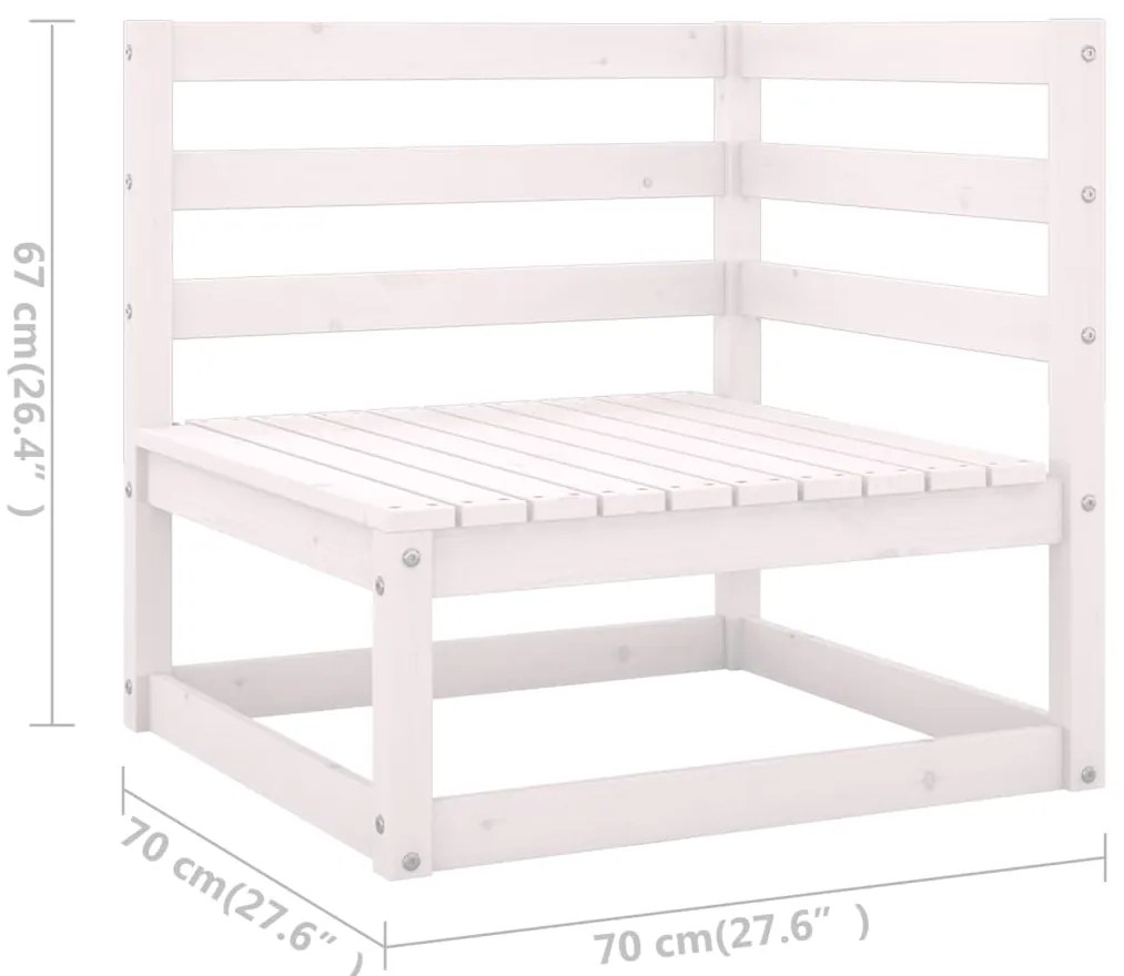 Set Divani da Giardino 5 pz Bianco in Legno Massello di Pino