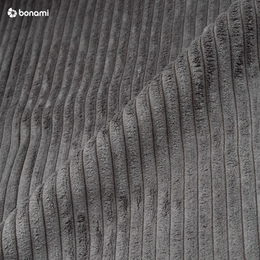 Divano letto angolare in velluto a coste grigio scuro (penisola variabile) Sara - Ropez