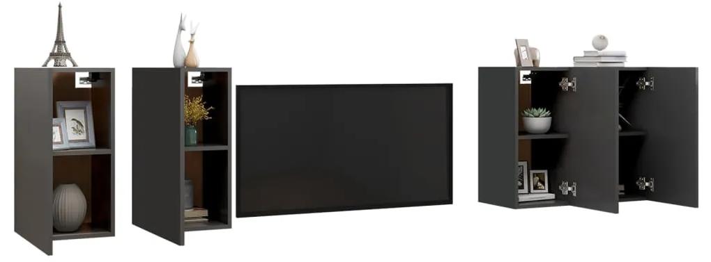 Mobili Porta TV 4 pz Grigi 30,5x30x60 cm in Legno Multistrato