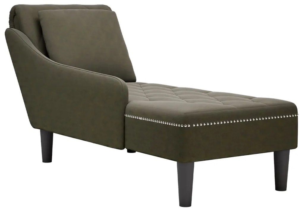 Sdraio Con Cuscino E Bracciolo Destro Similpelle Verde Militare /