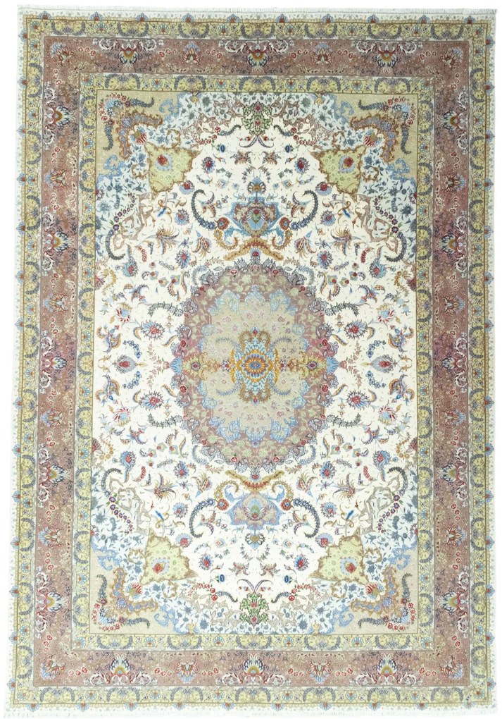 Tabriz Tappeto 240x350 Beige (Iran) Annodato A Mano