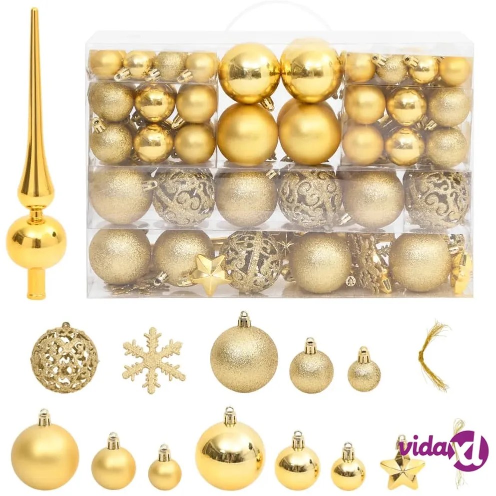 vidaXL Set Palline di Natale 111 pz Oro in Polistirene