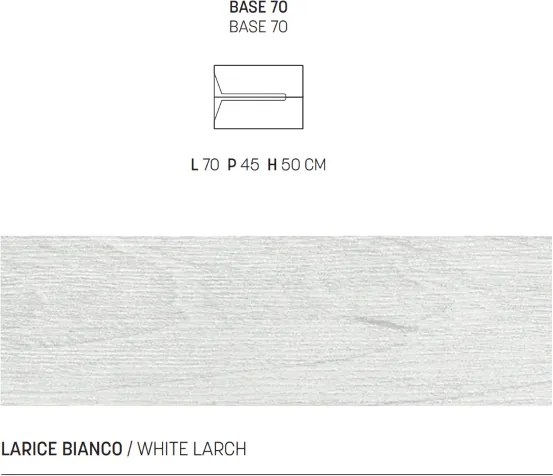 Mobile sospeso bagno HAITI 70 cm 2 cassetti Larice Bianco