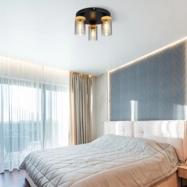 Globo 15557-3D - Lampadario a plafone FINCA 3xE27/40W/230V metallo/legno