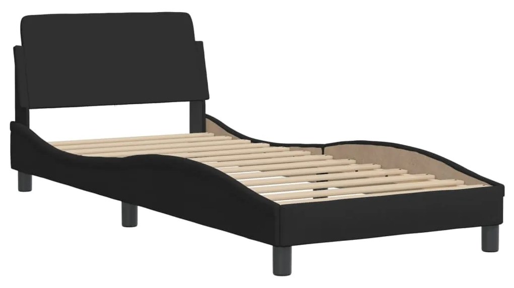 Letto con materasso nero 80x200 cm in tessuto