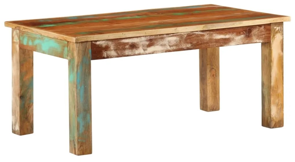 Tavolino Da Salotto 100x55x45 Cm İn Legno Massello Di Recupero /