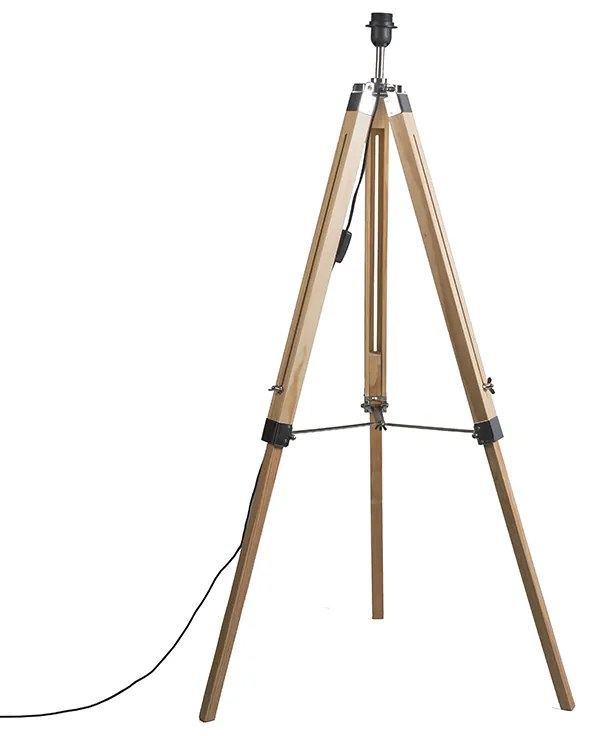 Lampada da terra rustica in legno senza paralume - Tripod