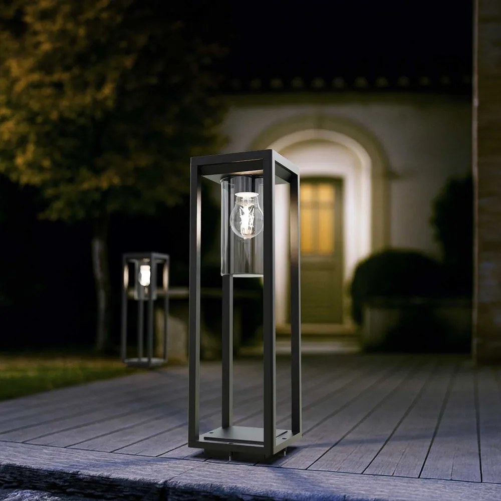 Paletto Lanterna NERO, 50cm, E27 - SERIE VIMO - Base E27