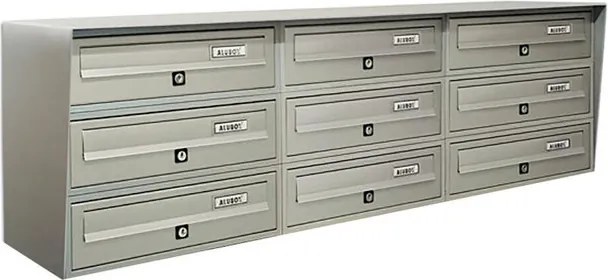 Casellario postale condominiale ALUBOX  Slim formato rivista in alluminio argento satinato L 116 x P 30 x H 38 cm