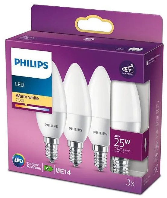 SET 3x Lampadina LED Philips B35 E14/4W/230V 2700K