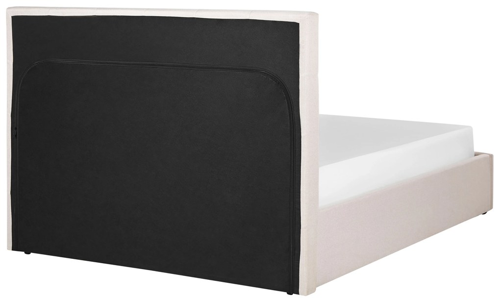 Letto matrimoniale contenitore tessuto beige 140 x 200 cm LORIENT Beliani