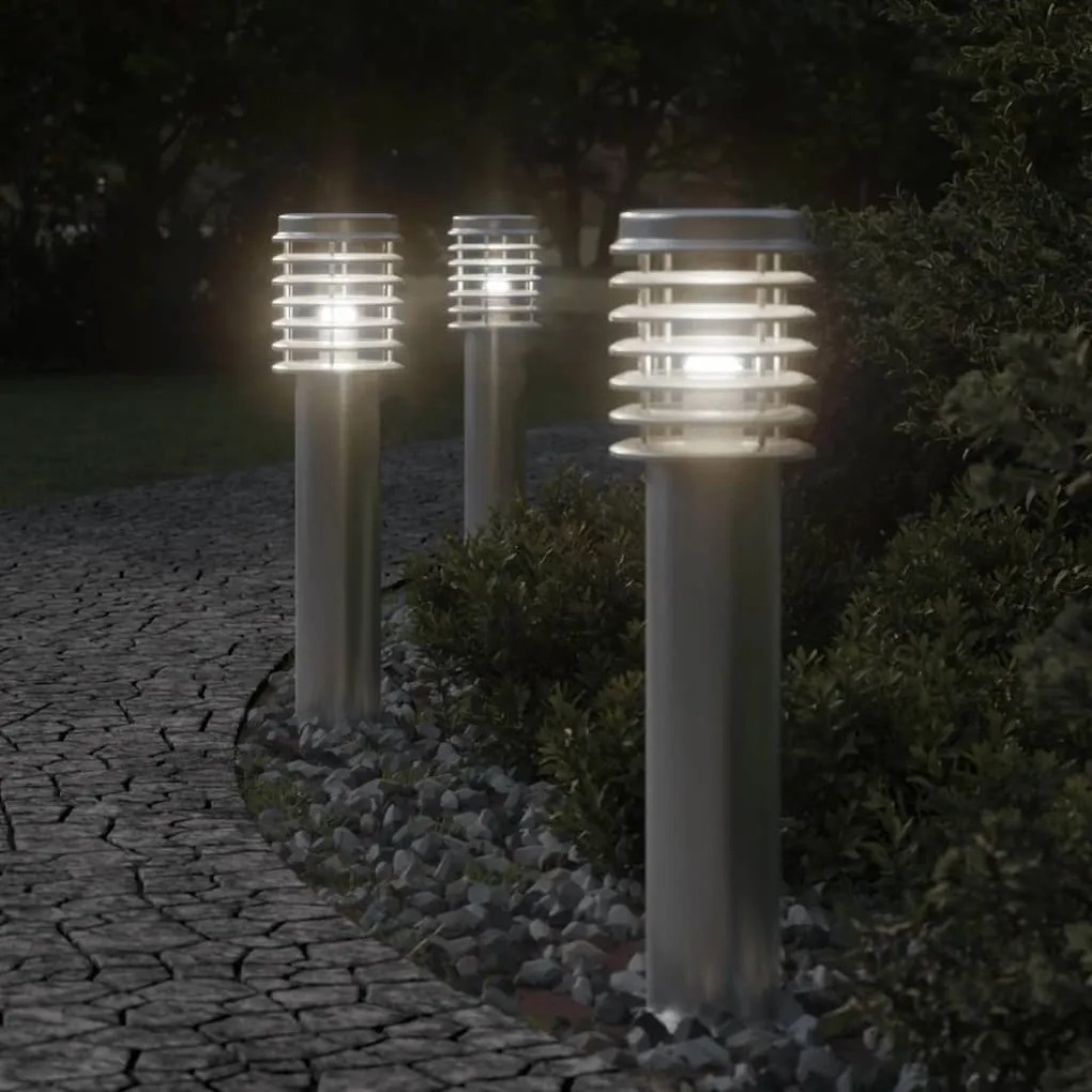Lampada Da Terra Per Esterni Argento 60 Cm İn Acciaio Inox /