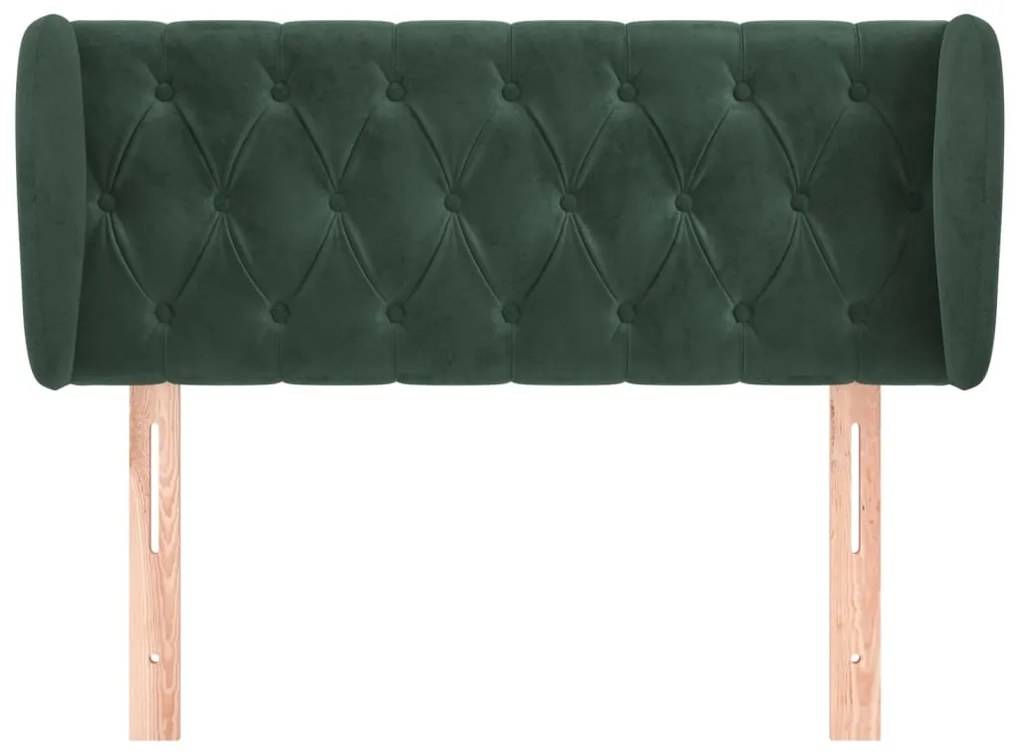 Testiera ad orecchio verde scuro 93x23x78/88 cm in velluto