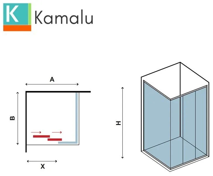 Kamalu - box doccia 150x70 apertura scorrimento kp3000s