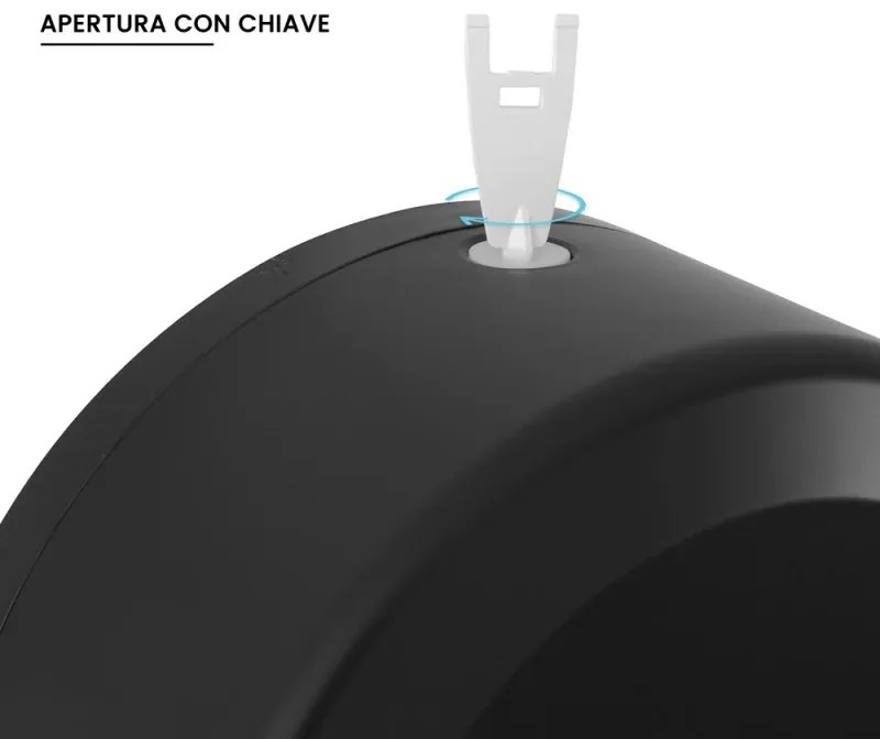 Distributore di carta igienica a rotoli fino a 300 mt in ABS nero