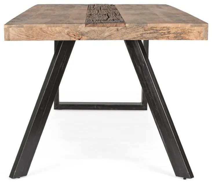 Tavolo MANCHESTER in legno di mango e gambe in acciaio nero, 200&#215;100