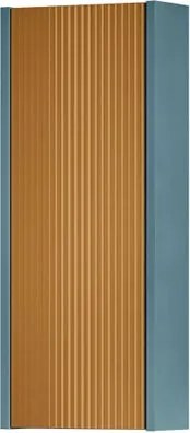 Pensile bagno Niwa cannettato laccato opaco blu pacifico con vetro senape, 1 anta reversibile P17 x L30 x H78.5 cm