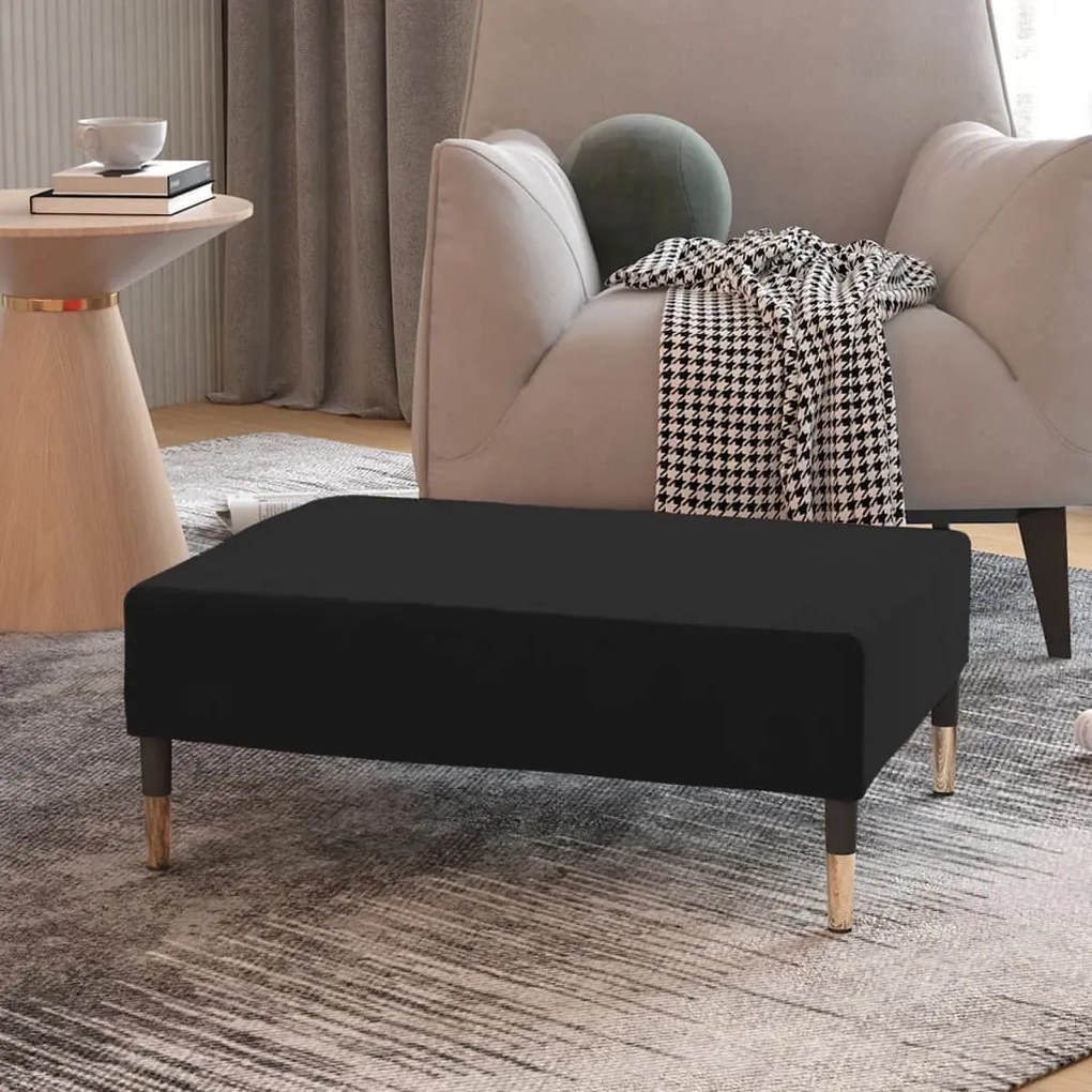 Poggiapiedi Nero 78x56x32 Cm İn Velluto /