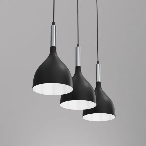Lampadario a sospensione con filo NOAK 3xE27/15W/230V nero/cromo