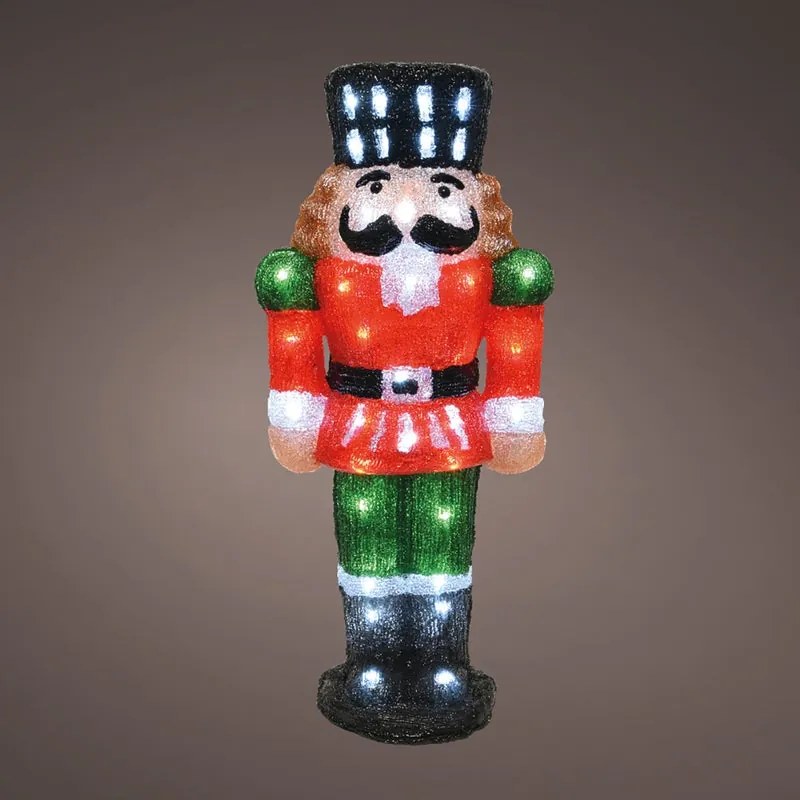 Figura natalizia illuminata Schiaccianoci natalizio 60 lampadine bianco freddo H 60.5 cm