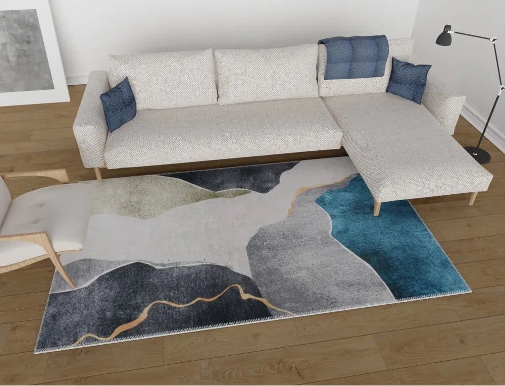 Tappeto lavabile blu-grigio 80x150 cm - Vitaus