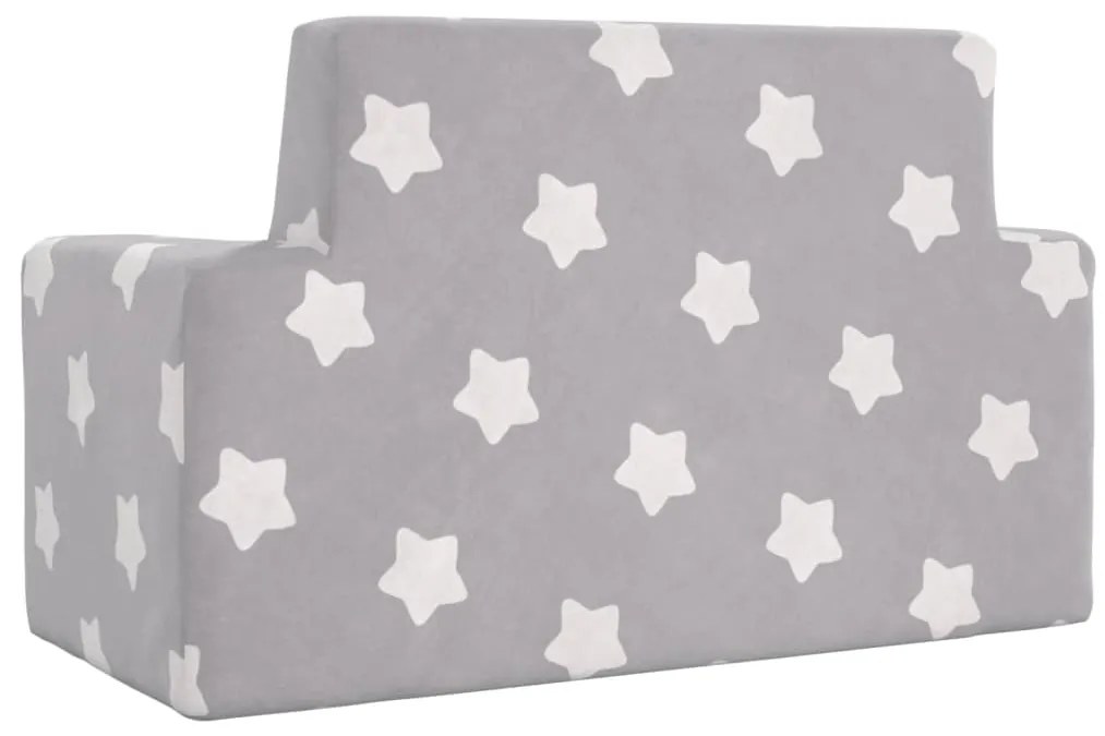 Divano per bambini 2 posti grigio chiaro stelle morbido peluche
