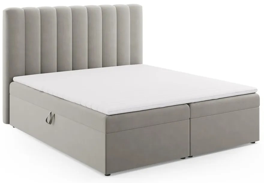 Letto boxspring grigio con contenitore 180x200 cm Gina - Milo Casa