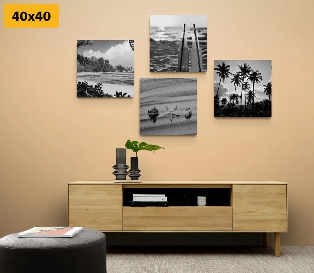 Set di quadri – Vacanza al mare in bianco e nero
