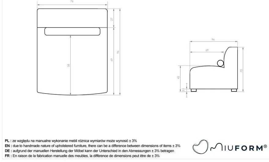 Divano componibile grigio (solo con parte centrale) Flex Felix – Miuform