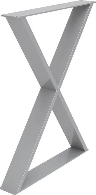 Gamba per mobili a X STEELMI Cross in acciaio argentato satinato L 58 x P 8 x H 71 cm