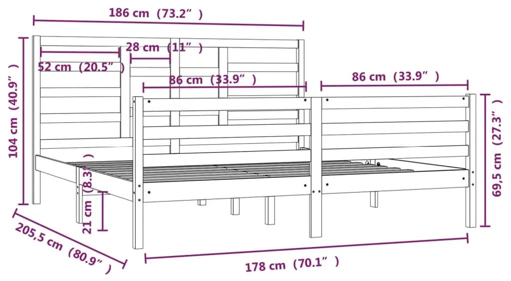 Giroletto Bianco in Legno Massello 180x200 cm Super King