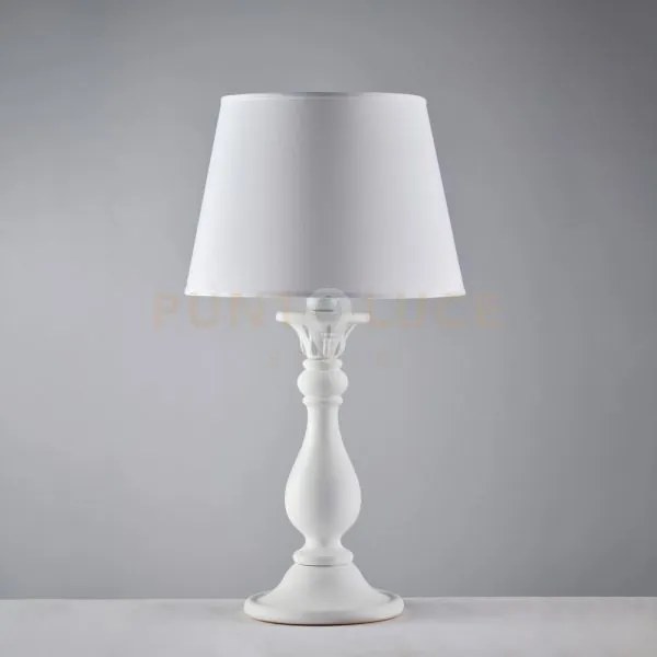 Lume in legno bianco shabby 1 luce con paralume dm.35 lucca