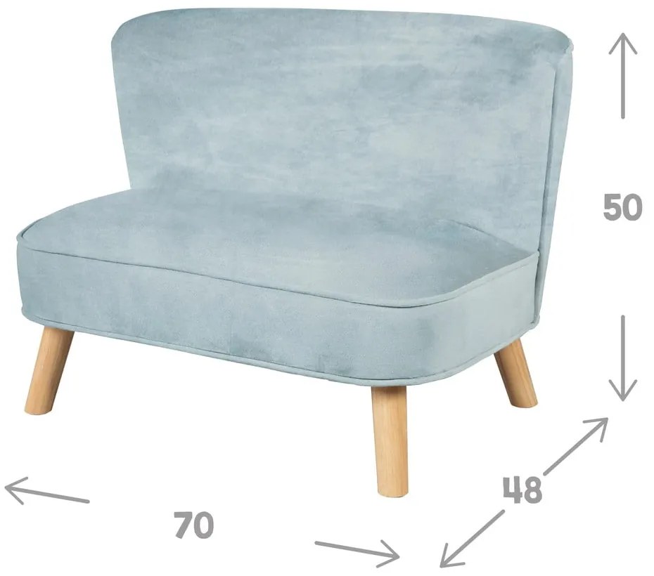 Divano per bambini in velluto azzurro 70 cm Lil Sofa - Roba