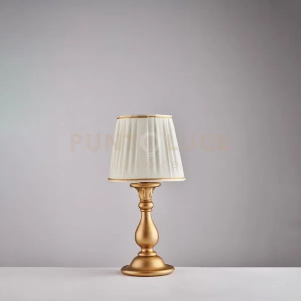 Lumetto in legno oro antico 1 luce con paralume dm.20 lucca