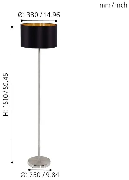 Eglo 95169 - Lampada da terra MASERLO 1xE27/60W/230V