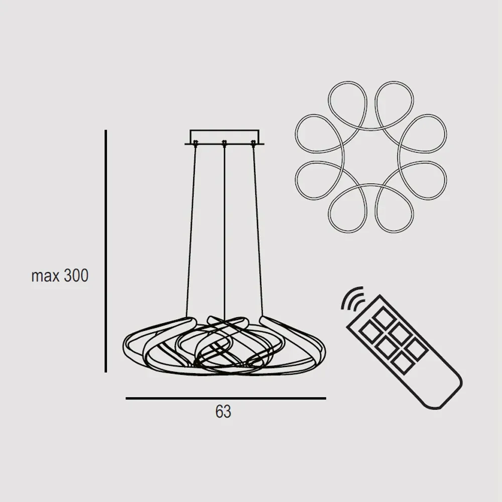 Sospensione Contemporanea Flower Metallo Bianco Led 52W