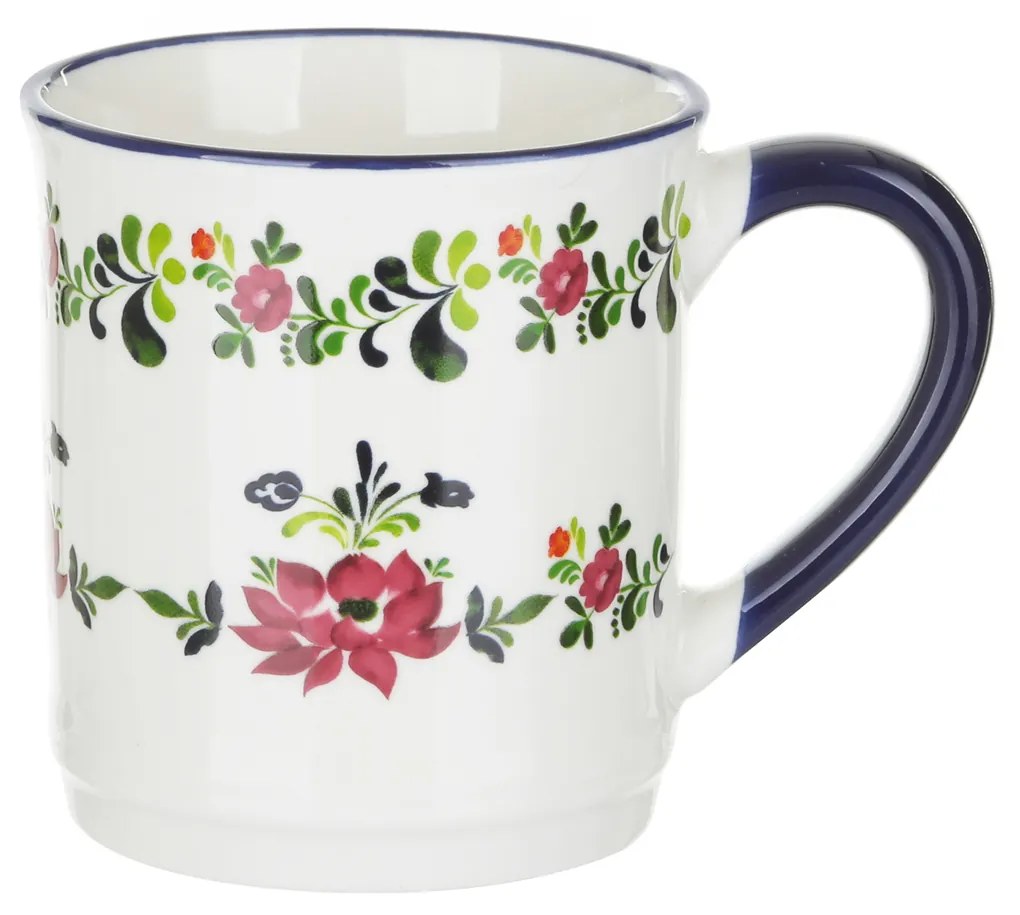 Tazza mug fiori 310 ml in porcellana bianca e blu