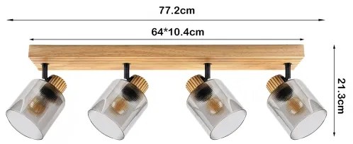 Brilagi - Faretto HYGGE 4xE14/15W/230V legno/fumé